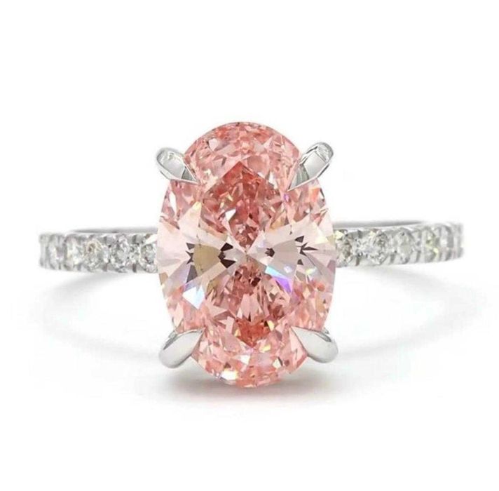 Inel exclusivist cu diamant roz Fancy Vivid Pink 3.08 ct – Aur Alb 18K – Certificat IGI