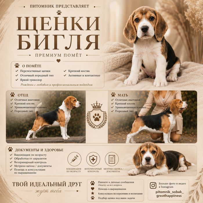 Питомник предлагает щенков Бигль