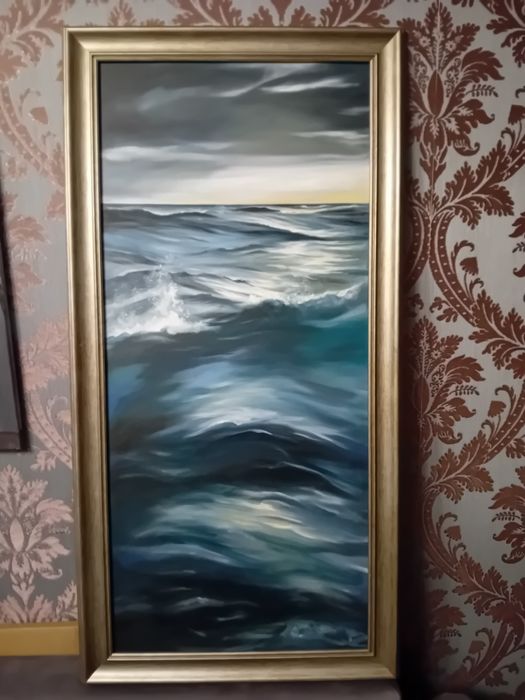 Картина " окно в море" 50х109 масло.