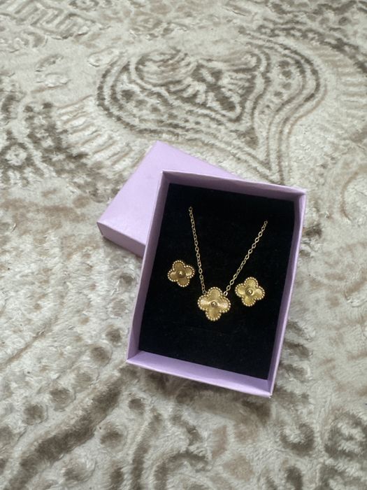 комплект Van Cleef сережки+цепочка