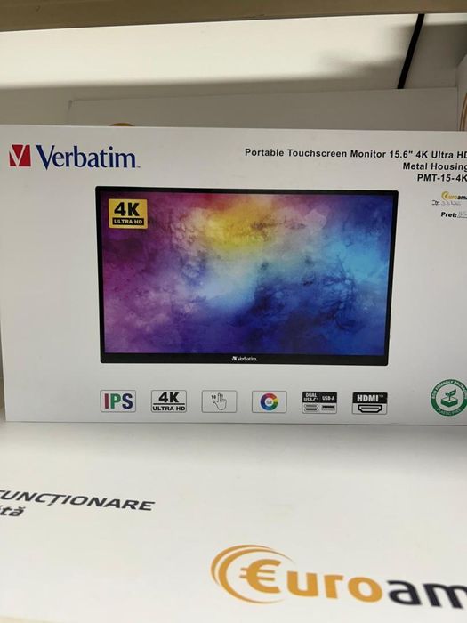 Monitor Tactil Verbatim PMT-15-4K 4K Ultra HD  -D-