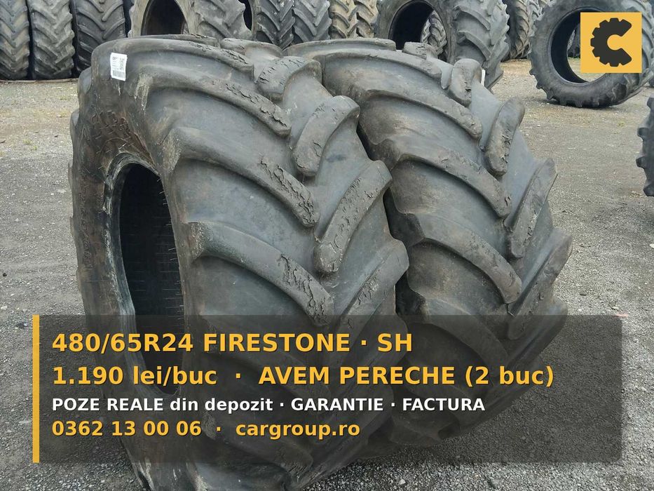 Cauciucuri 480/65R24 Firestone Anvelope Tractor SH PERECHE Garantie TVA