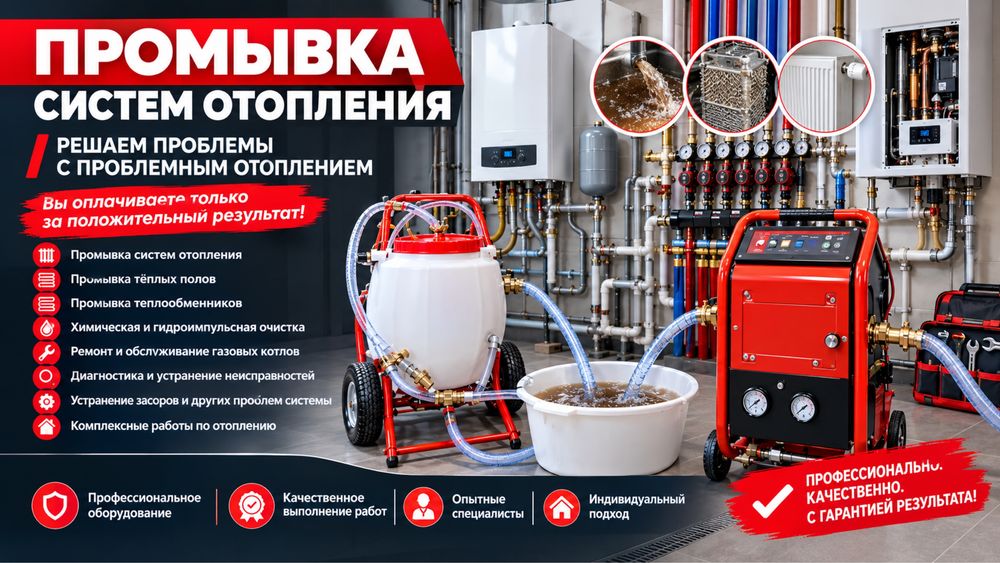 Промывка систем отопления, радиаторов и тёплых полов