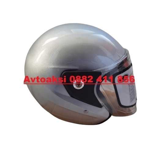 Каска за Мотор/Скутер Сив/.Червена