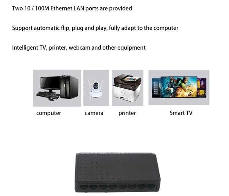 8 Port Poe Switch 6 PоE и 2xUplink Порт Мрежови IP NVR 8 Порт РоЕ Суич за Видеонаблюдение Захранващ Всякакви Устройства по UTP Кабел IP Камери 6V~56V