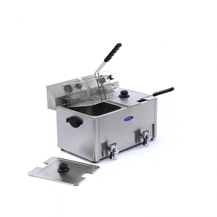 Електрически фритюрник 2 x 8 л, с 2 крана и студена зона