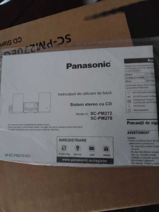Microsistem audio Panasonic, 20W, CD, Bluetooth, Radio FM,nou cu Garanție 24 Luni