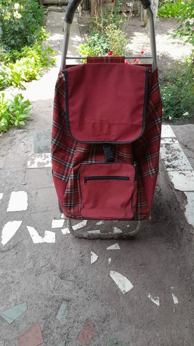 Тележка с сумкой для продуктов.