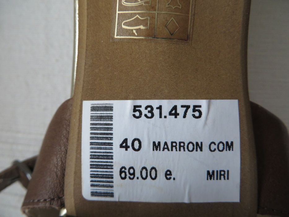 Нови испански сандали естествена кожа, 40, кафяво-злато-леопард