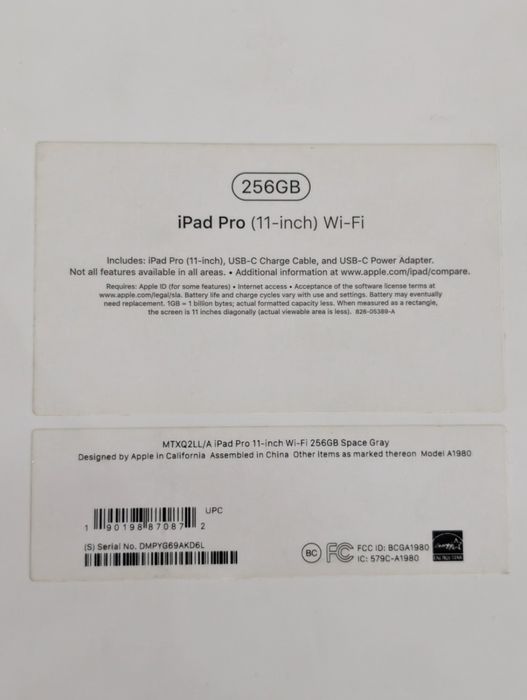 Apple iPad Pro 11 (256GB, Wi-Fi) Space Gray.