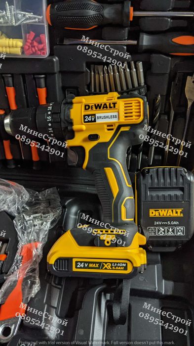 Акумулаторен ударен винтоверт DeWalt 24V 5Ah с 2 батерии Девалт 99част