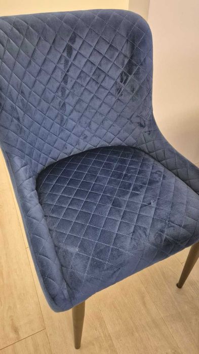 Set Masa Ringsted Jysk Ø100 albă cu 4 scaune VELIO Albastru Mobexpert