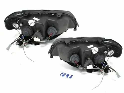 Тунинг Кристални фарове с Angel Eyes за BMW X5 Е53 (99-03) - черни