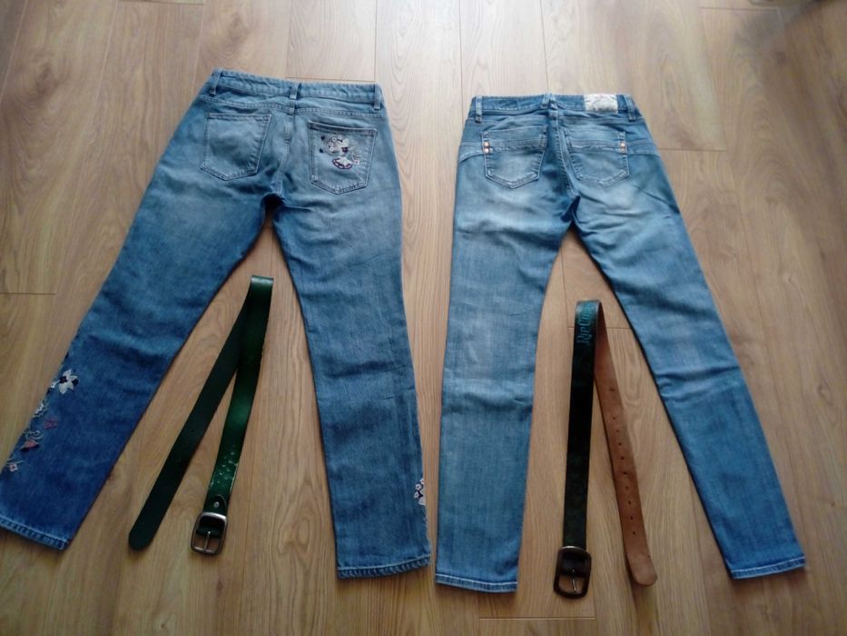 2 чифта дънки за момиче с ръст до 160 см. + кожен колан