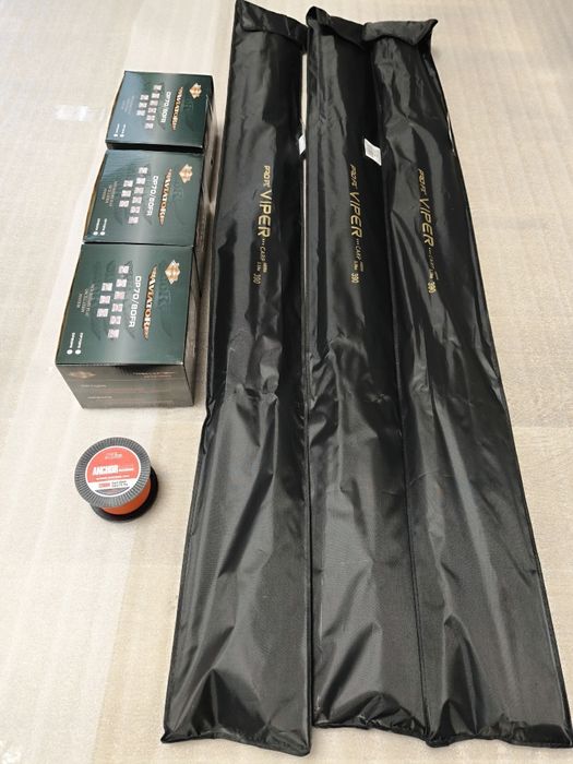 SET 3 Lansete FL VIPER 3.90m 3.5 LBS 3 tronsoane + 3 Mulinete AVIATOR