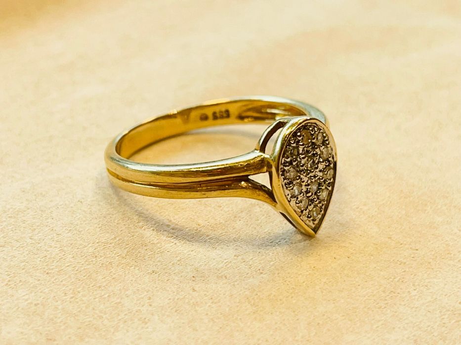 Inel aur 14 karate cu diamante naturale