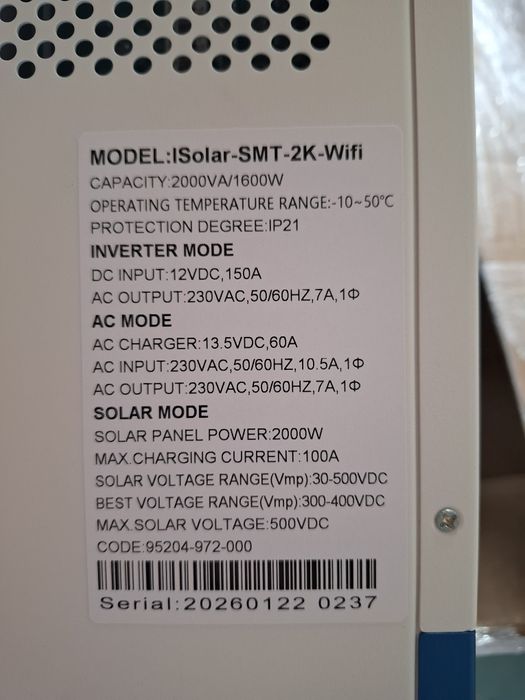 Invertor solar hibrid EaSun nou ,12 V  cu modul wifi