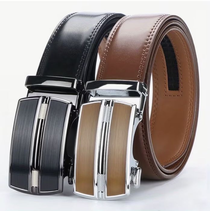 Комплект 2 мъжки колана от естествена кожа с автоматична катарама