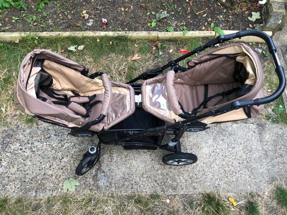 Carucior 3 in 1 pentru tripleti BabyActive Trippy Maro/Bej