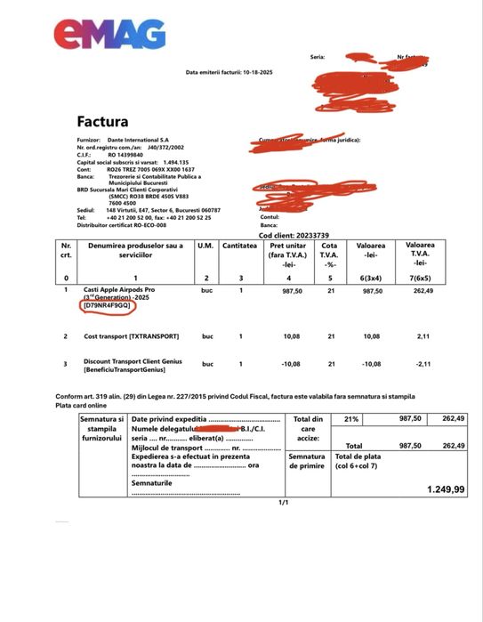 Casti Airpods Pro 3 (Noi,Sigilate)