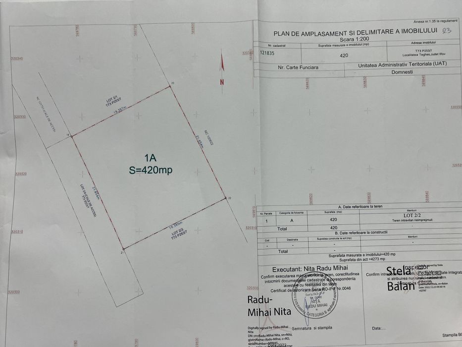 Teren intravilan Teghes Domnesti 420 mp