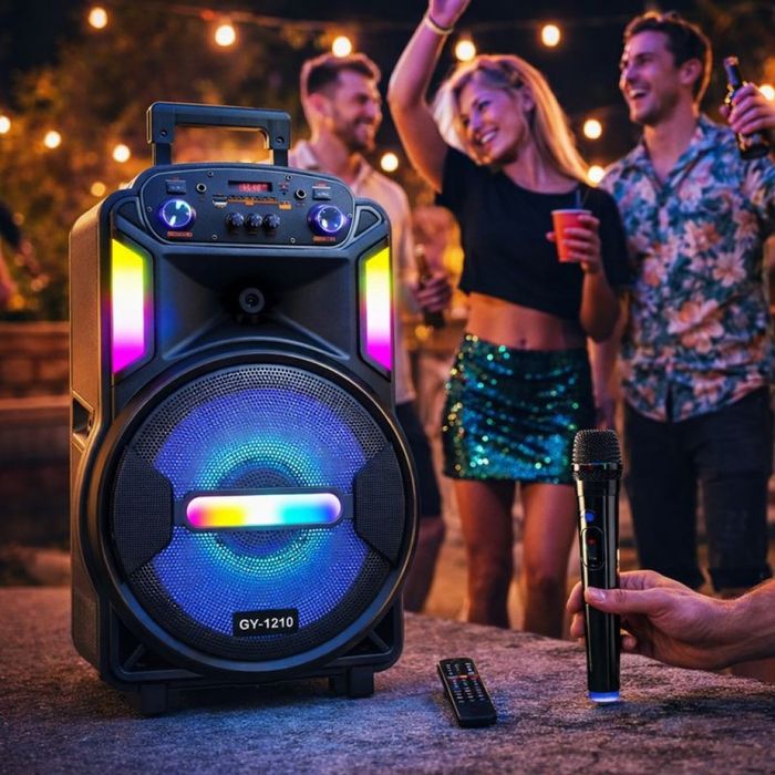 Мощна парти тонколона – двоен 8" говорител, 40W RMS, Bluetooth, караок