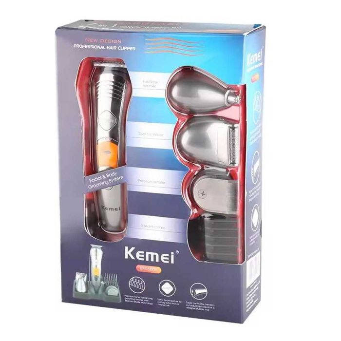 Многофункционален акумулаторен тример Kemei KM-580A (7 в 1) – Сив/Сребрист ПОСТРИГВАНЕ