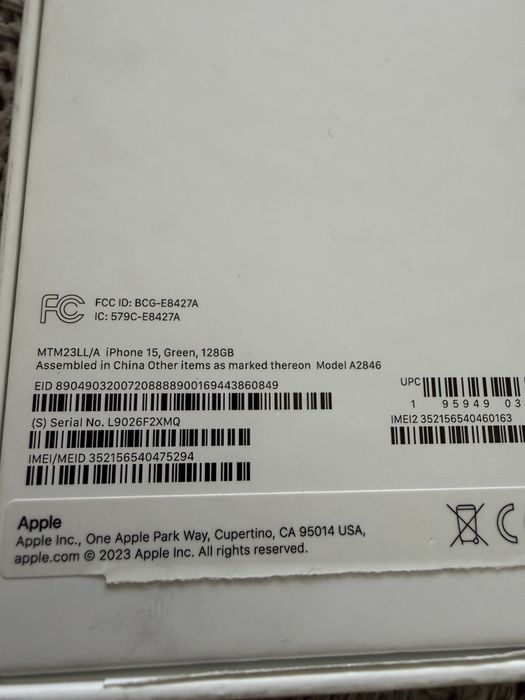 Iphone 15, 128gb. Esim