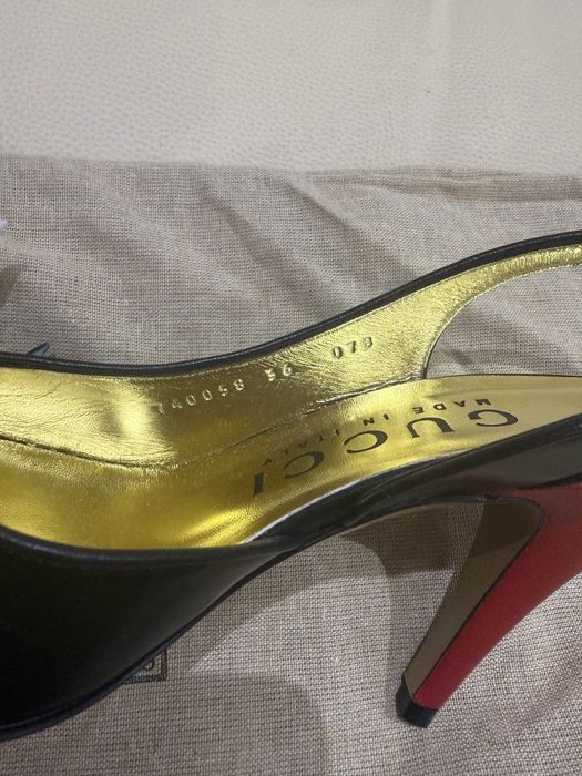 Pantofi Slingback Gucci Originali, Piele Neagră, Mărimea 36 EU, Noi