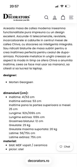 Vand masa cafea  Bo Concept extensibila