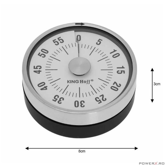 Cronometru de bucatarie din inox, rotund, 78,5x32 mm Kinghoff