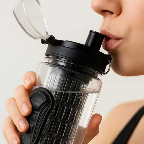 Спортна бутилка за вода с инфузер и с калъф 1 литър, BPA FREE, Trizand