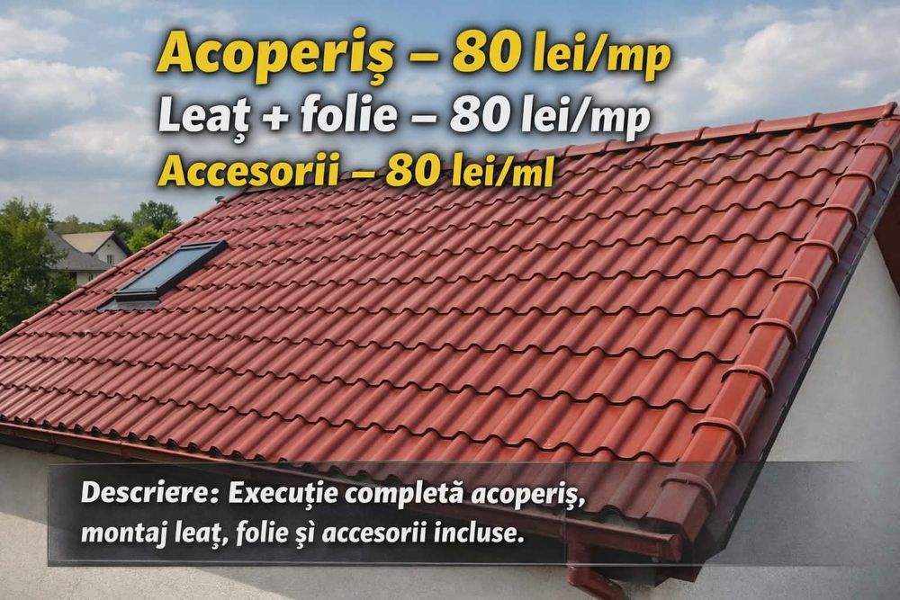 Montaj Acoperisuri – Reparatii acoperisuri – Mansardare – Dulgherie: 

Va punem la dispozitie servicii de montaj acoperisuri, reparatii
