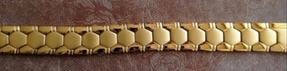 Невероятна масивна златиста магнитна гривна Меркатор с германий 25.56