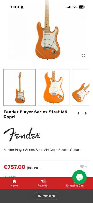 Chitara Fender Stratocaster Player Series MN Capri Orange, prima generatie, made in Mexico