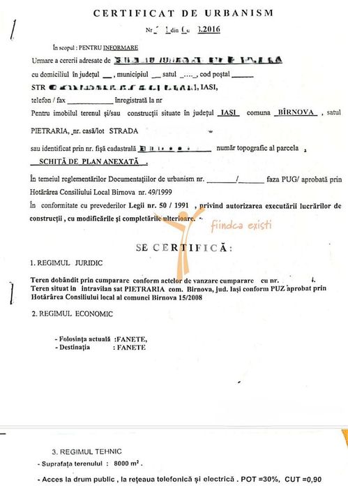 Teren intravilan 8000mp, Comuna Bârnova Iași