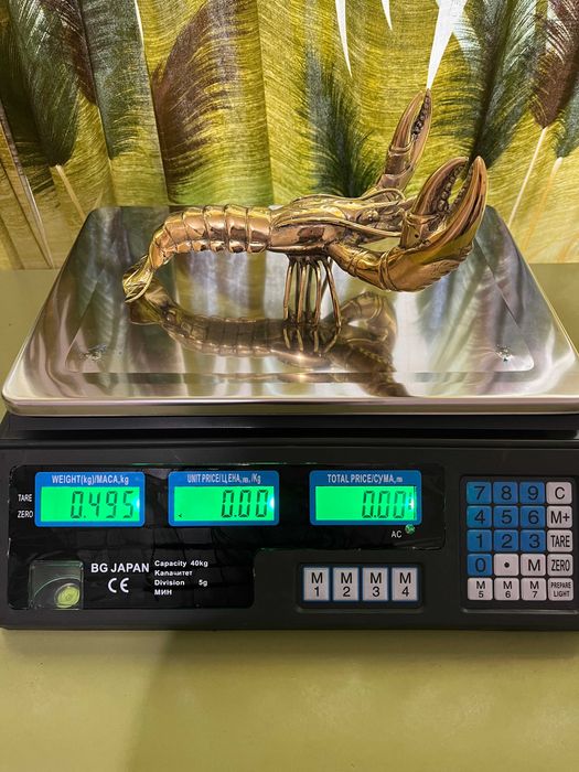 Склуптура,декорация на омар от полиран бронз(XL)