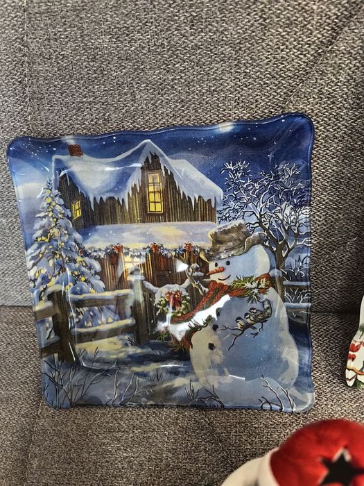 Set de masă crăciun tăvi de sticlă, scenetă nașterea Domnului...