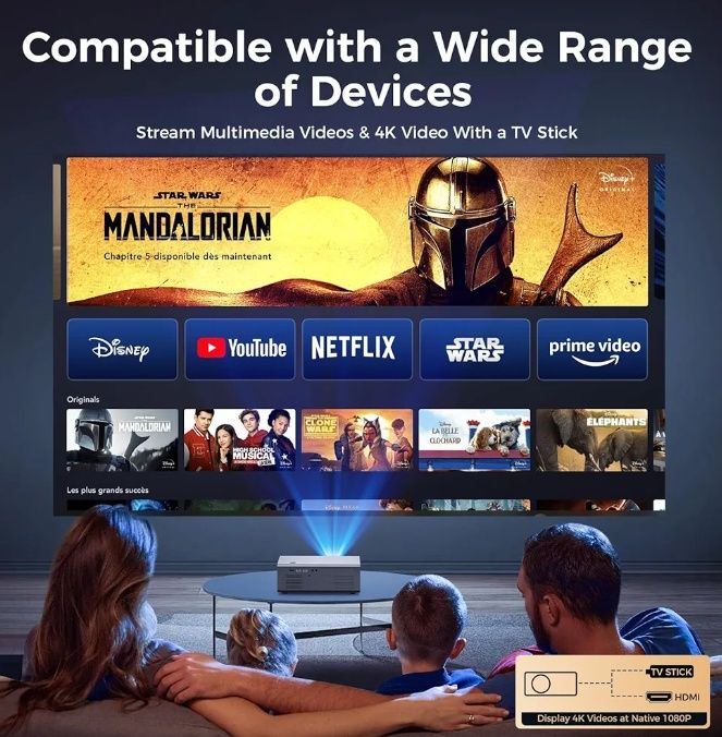 Ishinbox GC357 Proiector cu WiFi 6 și Bluetooth 5.2, proiector de film