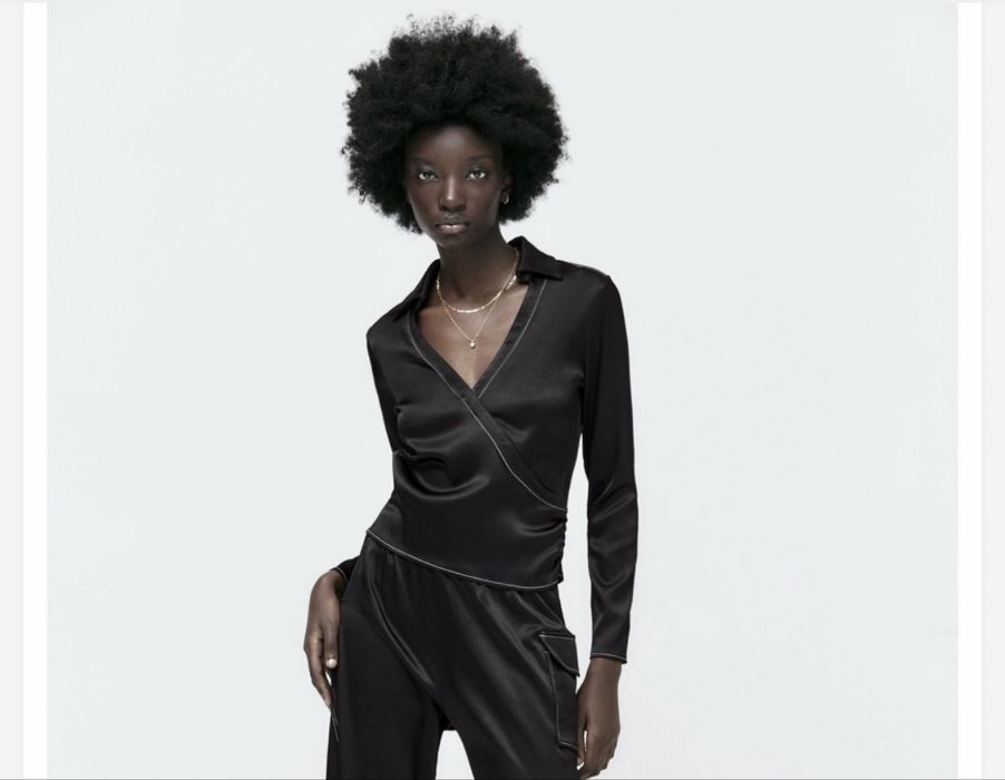 Bluza neagra Satin Zara M. Noua cu eticheta