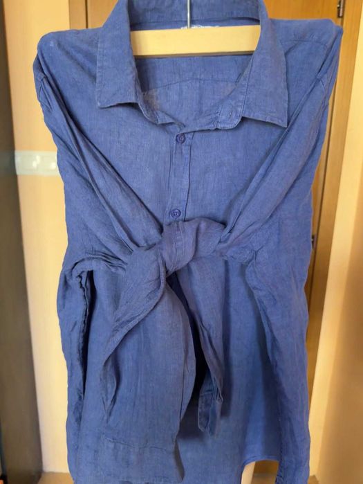 Тъмносиня ленена мъжка риза Richmond, размер  XL