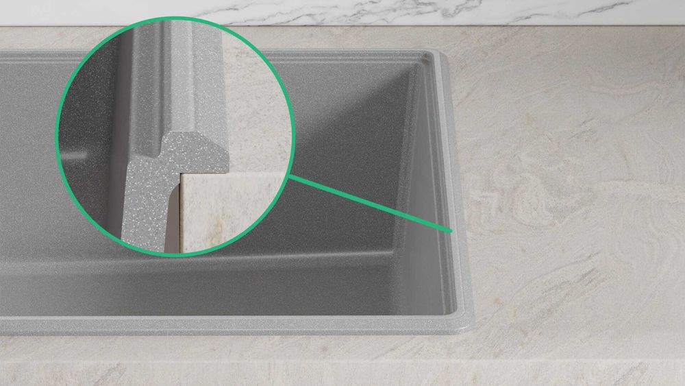 Сива кухненска мивка от гранит Копенхаген 60 Top 900х500