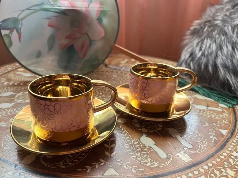 Set Duo 2 cesti noi de cafea cu farfuriute, Burberry Ceramics