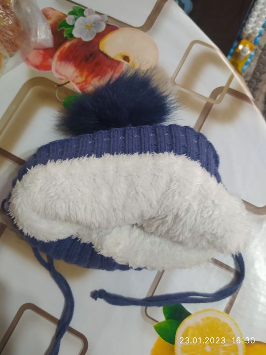 Шапка детская утепленная с шарфом