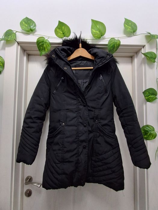 Дамско дълго Черно яке, бежаво Benetton