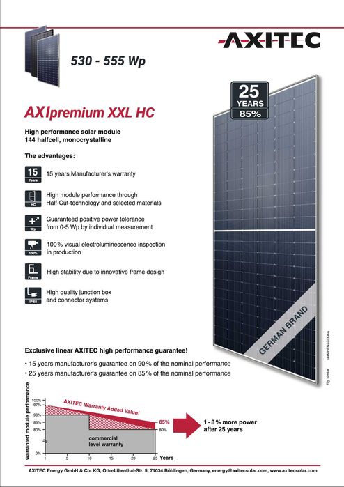 Нови Фотоволтаични Соларни Панели Axitec AXIpremium XXL HC 540Wp