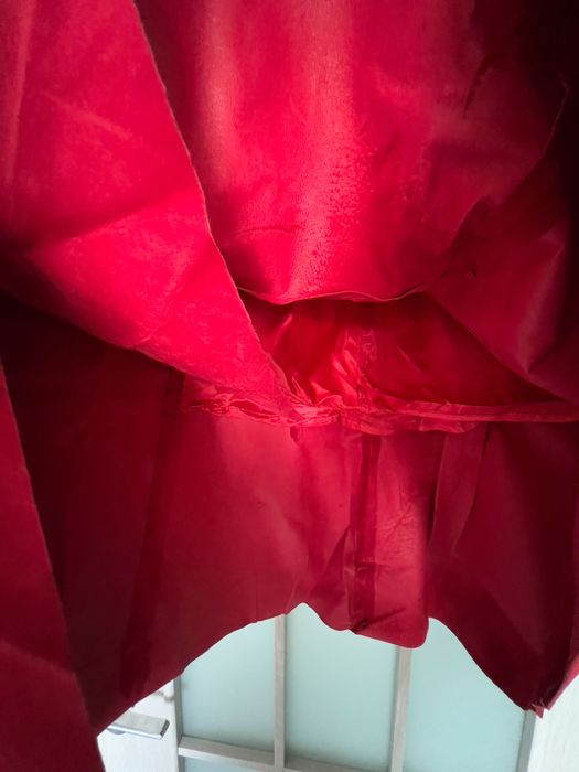 Costum piele sacou si fusta, culoare rosu, marime L