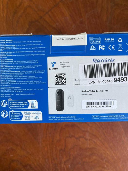 Sonerie video wireless Reolink, PoE, 5MP 2K, MicroSD, Detectie persoana, Microfon, Difuzor – D340P