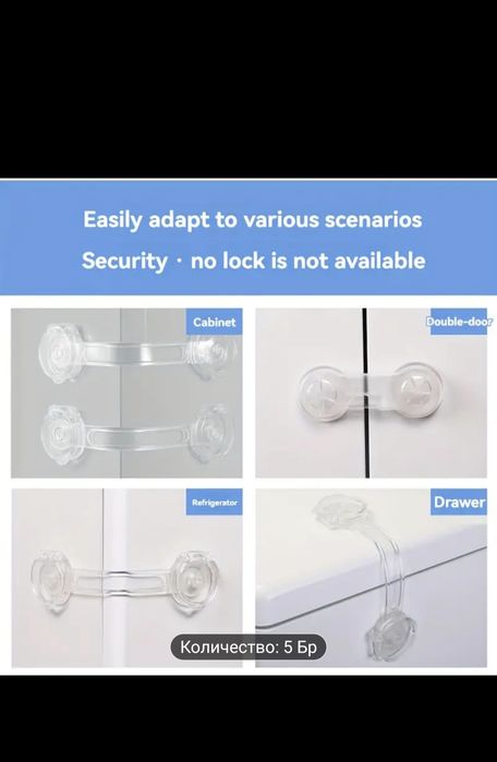 5бр. прозрачни предпазителя за чекмеджета