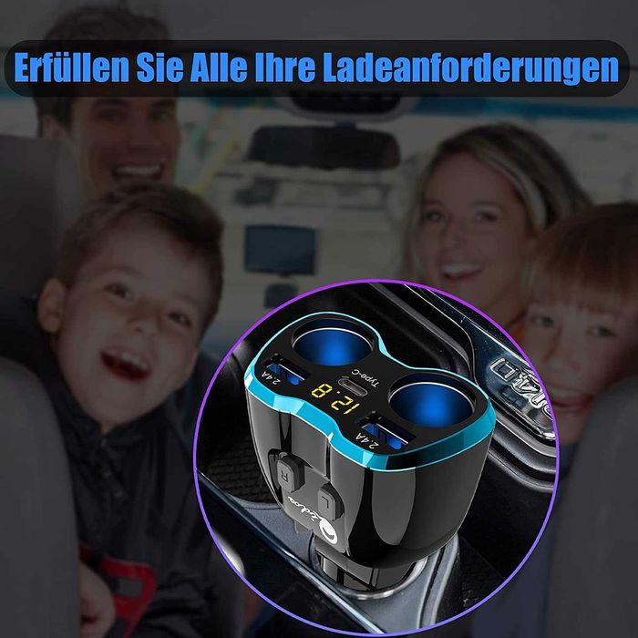 Зарядно устройство с индикатор за запалка на автомобил, USB